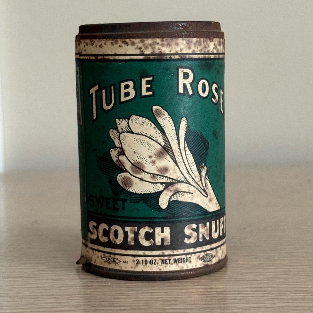 Vintage Tube Rose Scotch Snuff Tin